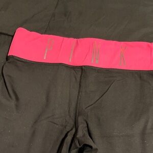 PINK Black Leggings with Hot Pink Waistband